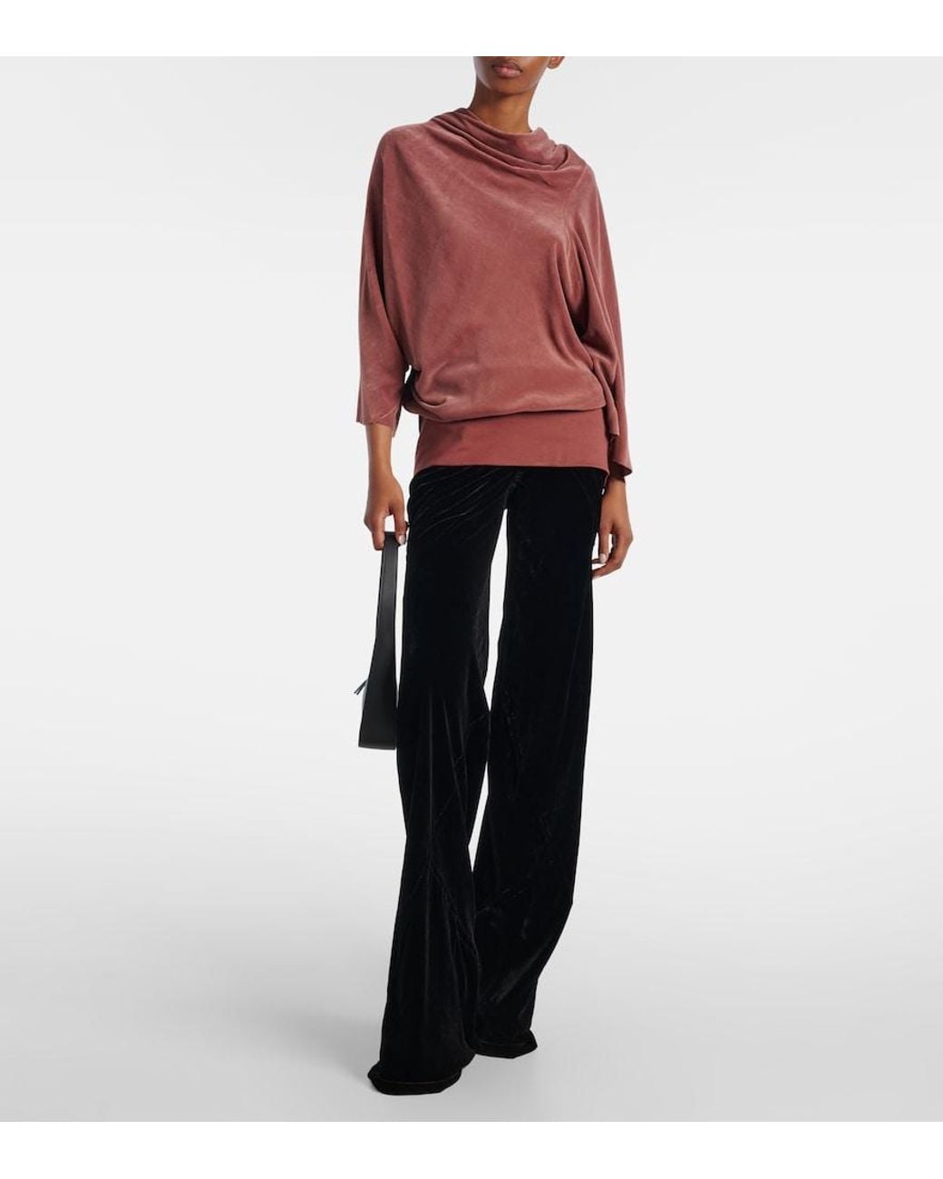 Rick Owens Red Draped Charmeuse Top