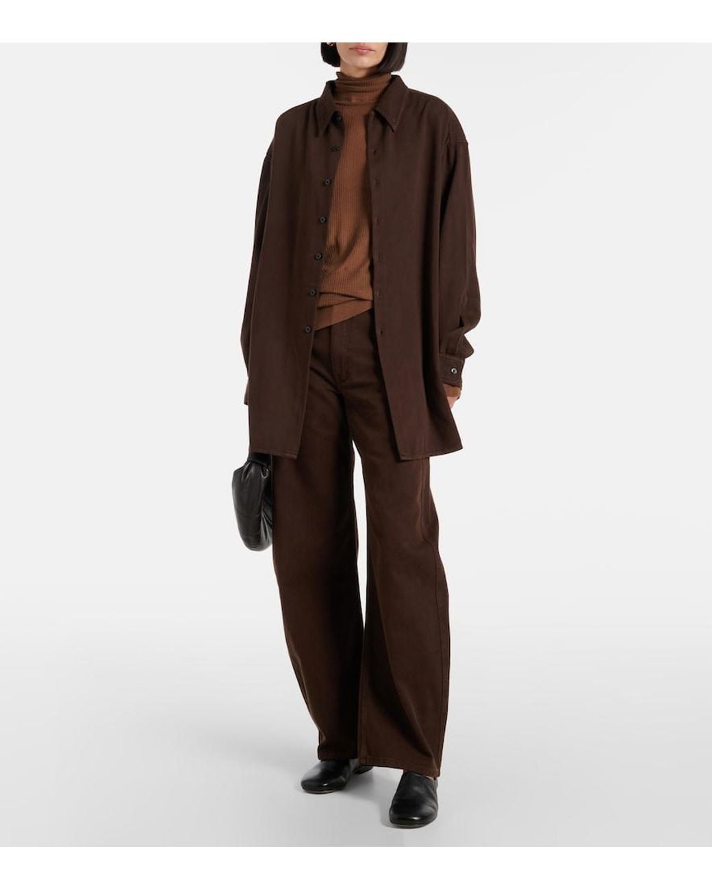 Lemaire Brown Ribbed-Knit Turtleneck Top