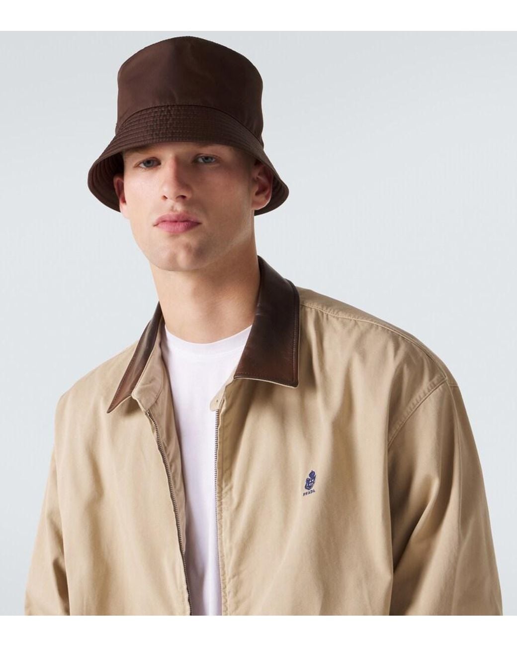 Prada Brown Re-Nylon Bucket Hat for men