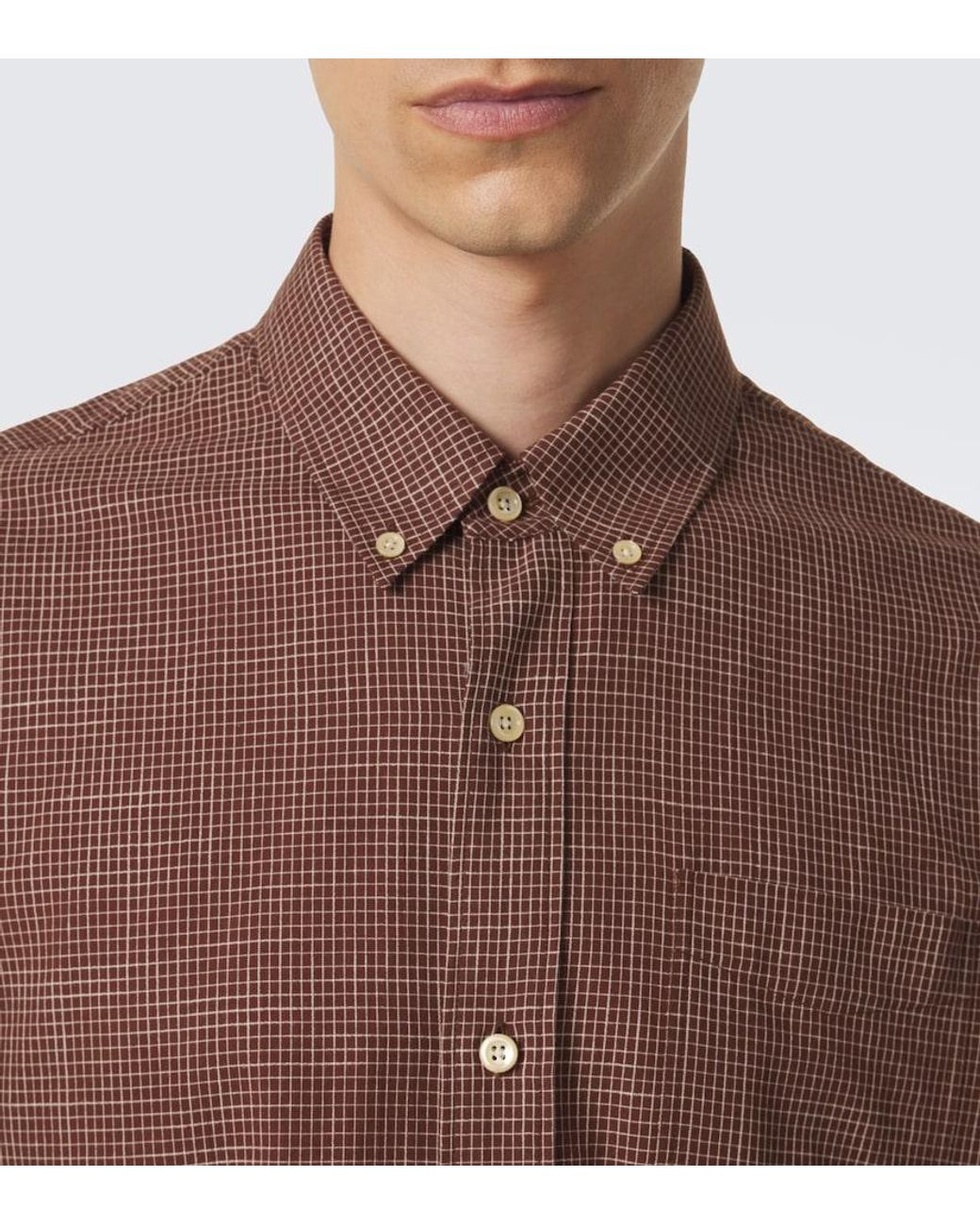 The Row Brown Pompeo Checked Cotton Flannel Shirt for men