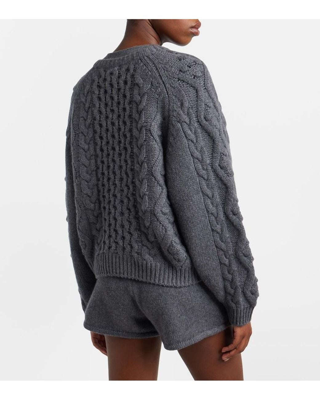 Lisa Yang Gray Winroe Cable-Knit Cashmere Cardigan