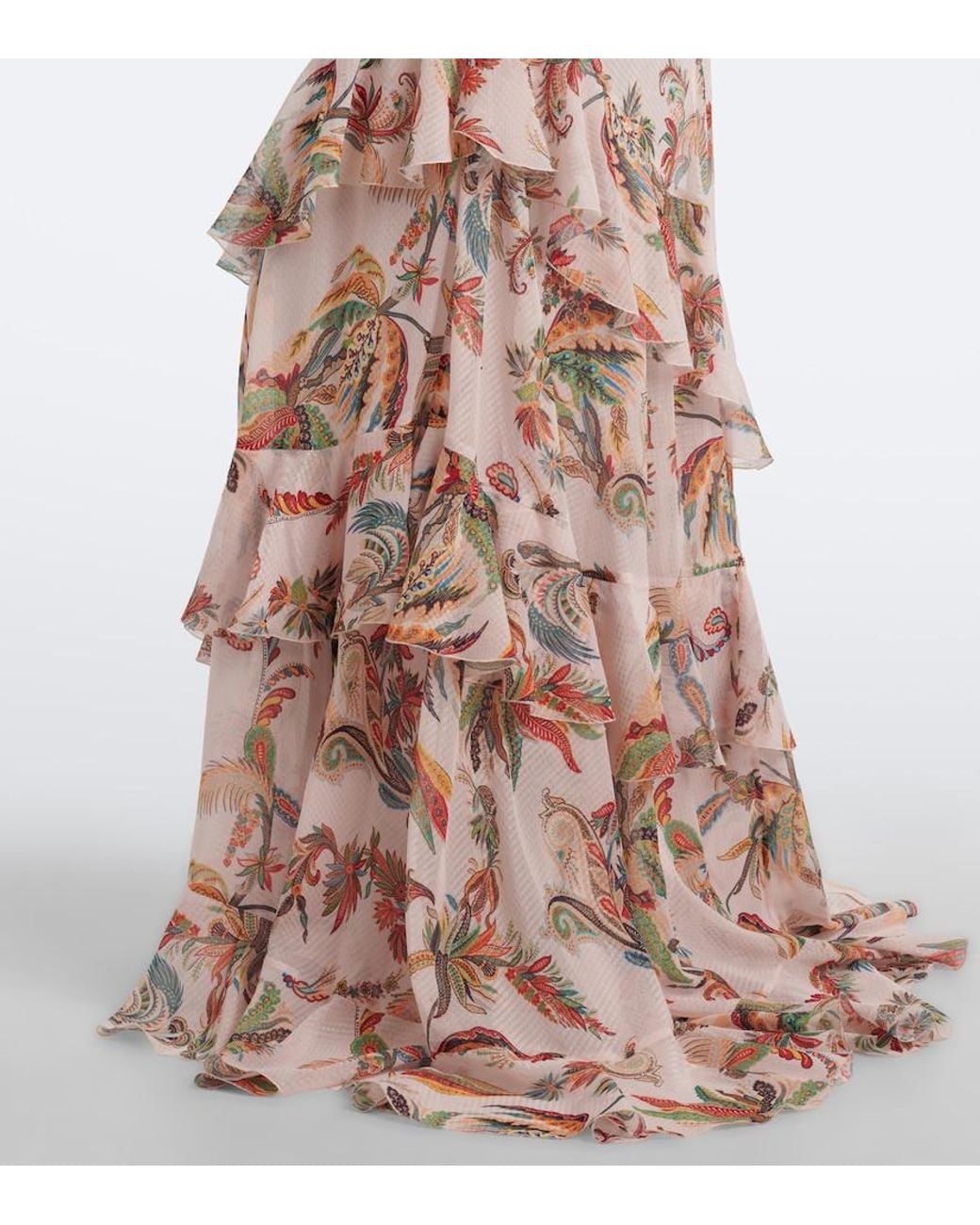 Etro Natural Floral Ruffled Gown