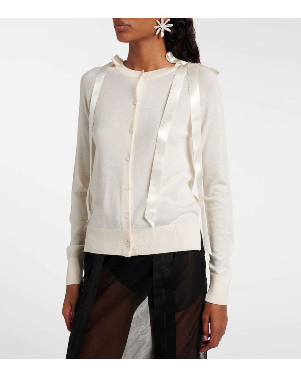Simone Rocha White Wool And Silk Cardigan