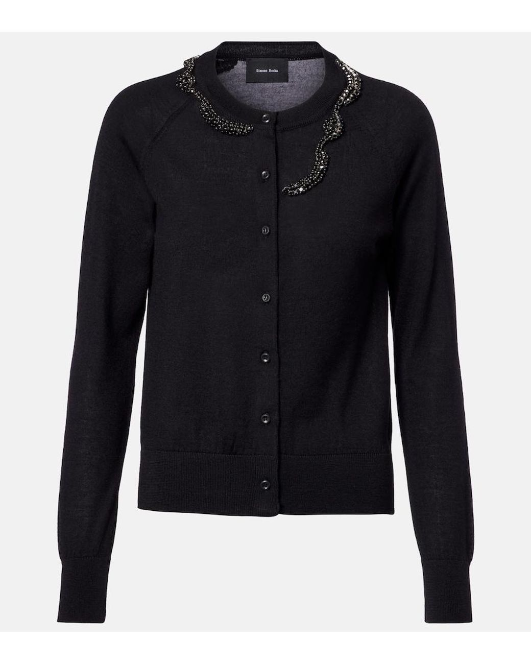 Simone Rocha Blue Embellished Wool And Silk Cardigan