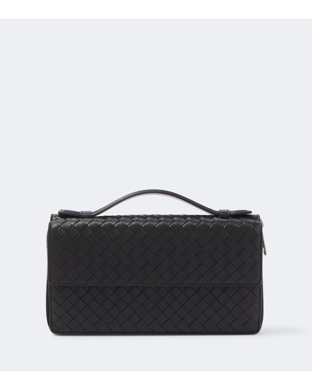 Bottega Veneta Black Intrecciato Leather Pouch for men