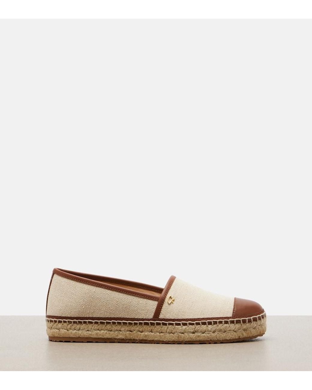 Gianvito Rossi Brown Leather-Trimmed Canvas Espadrilles