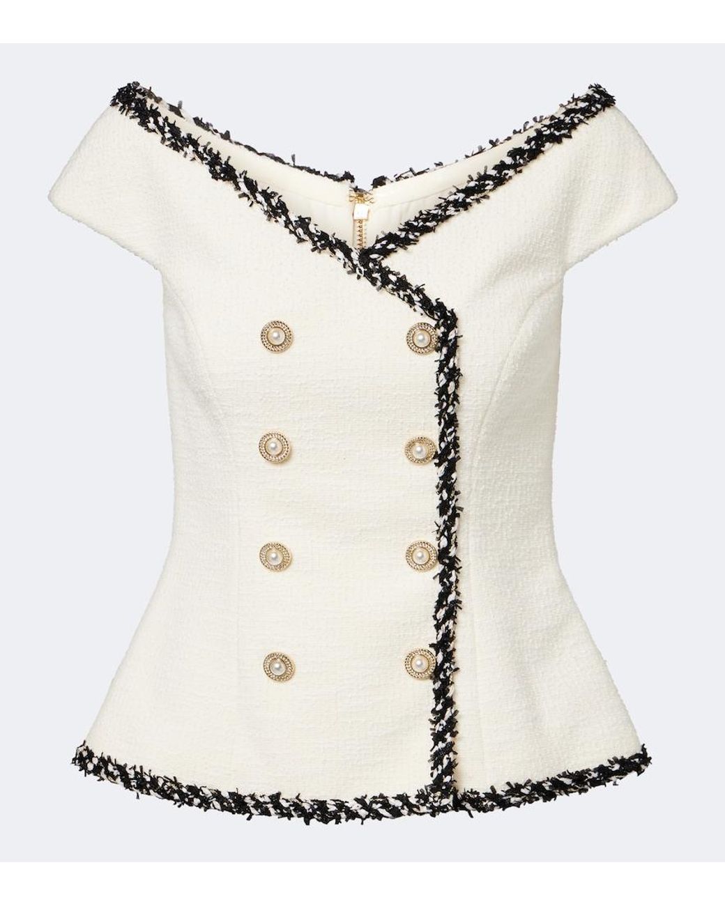 Rebecca Vallance Natural Jacquie Tweed Top