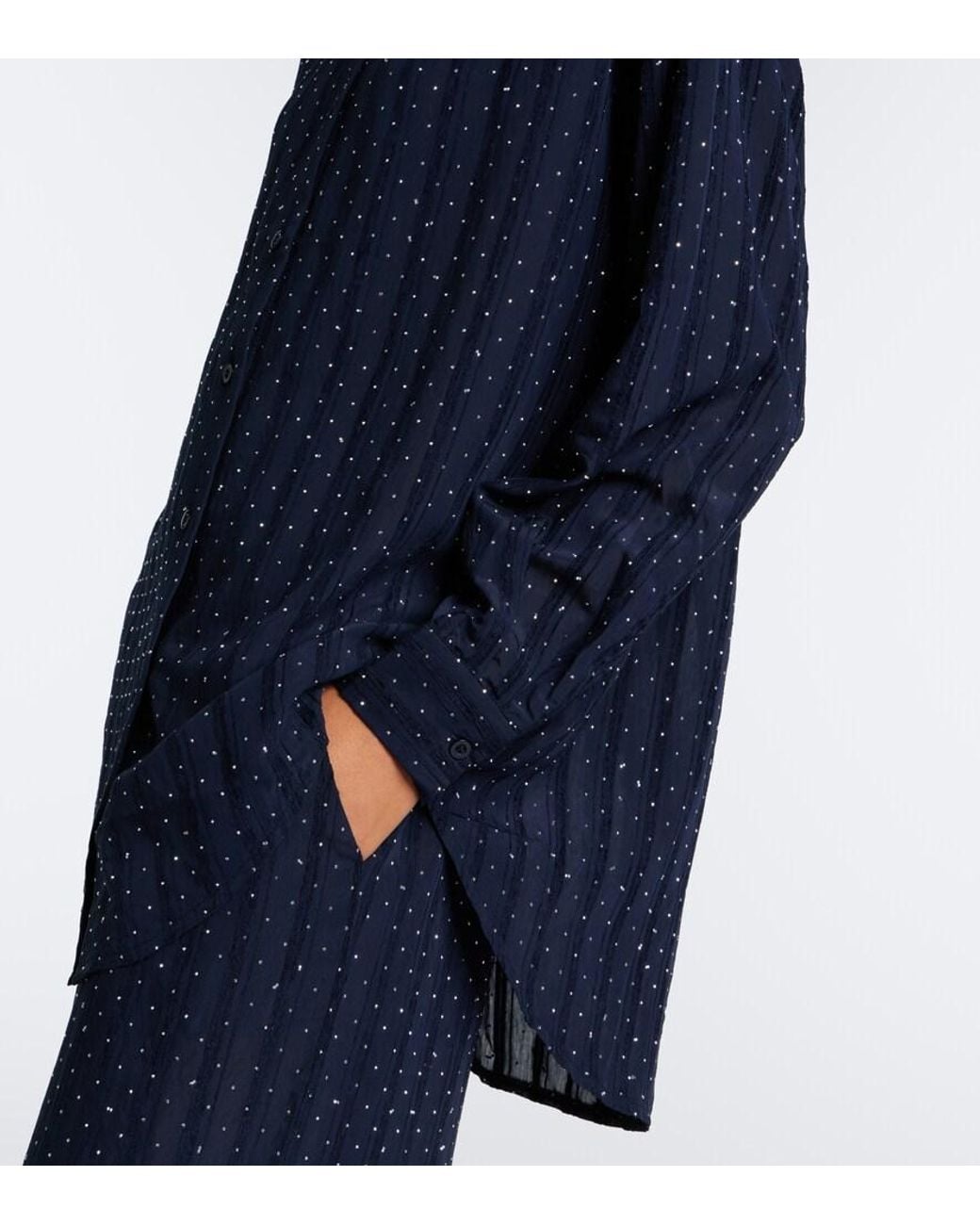 Melissa Odabash Blue Ziggy Embellished Shirt