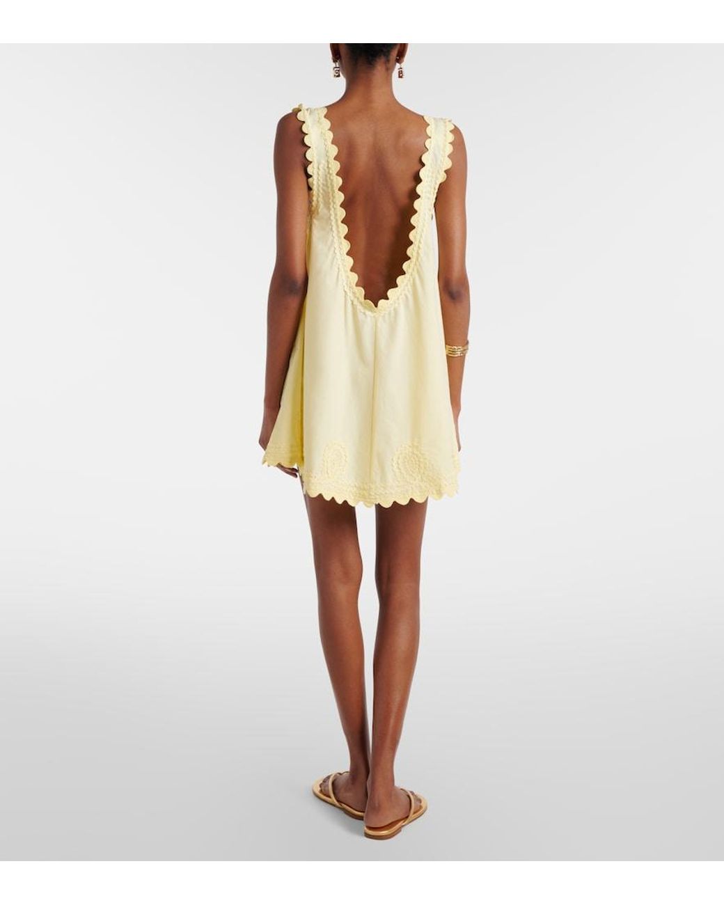 Juliet Dunn Yellow Embroidered Cotton Poplin Minidress