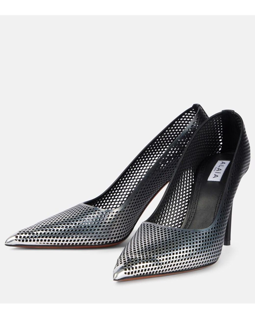 Alaïa Black 90 Ombre Leather Mesh Pumps