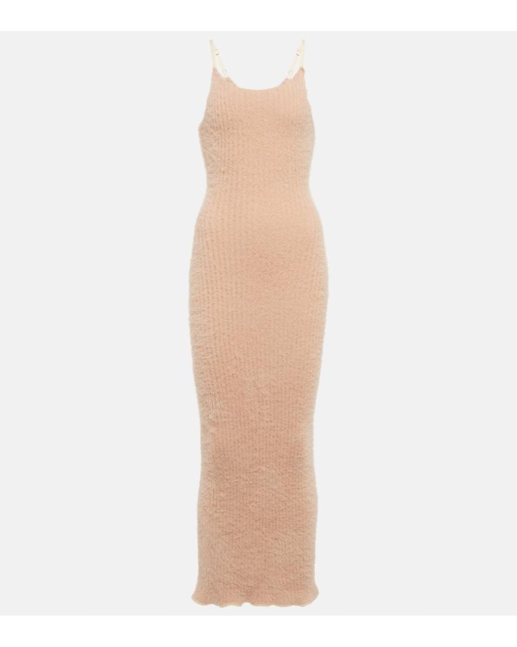 MM6 by Maison Margiela White Ribbed-Knit Midi Dress