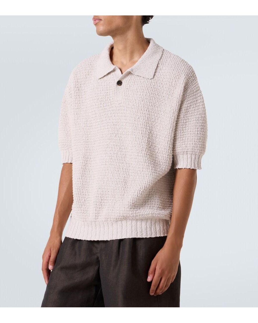 Commas Pink Knitted Cotton Polo Shirt for men