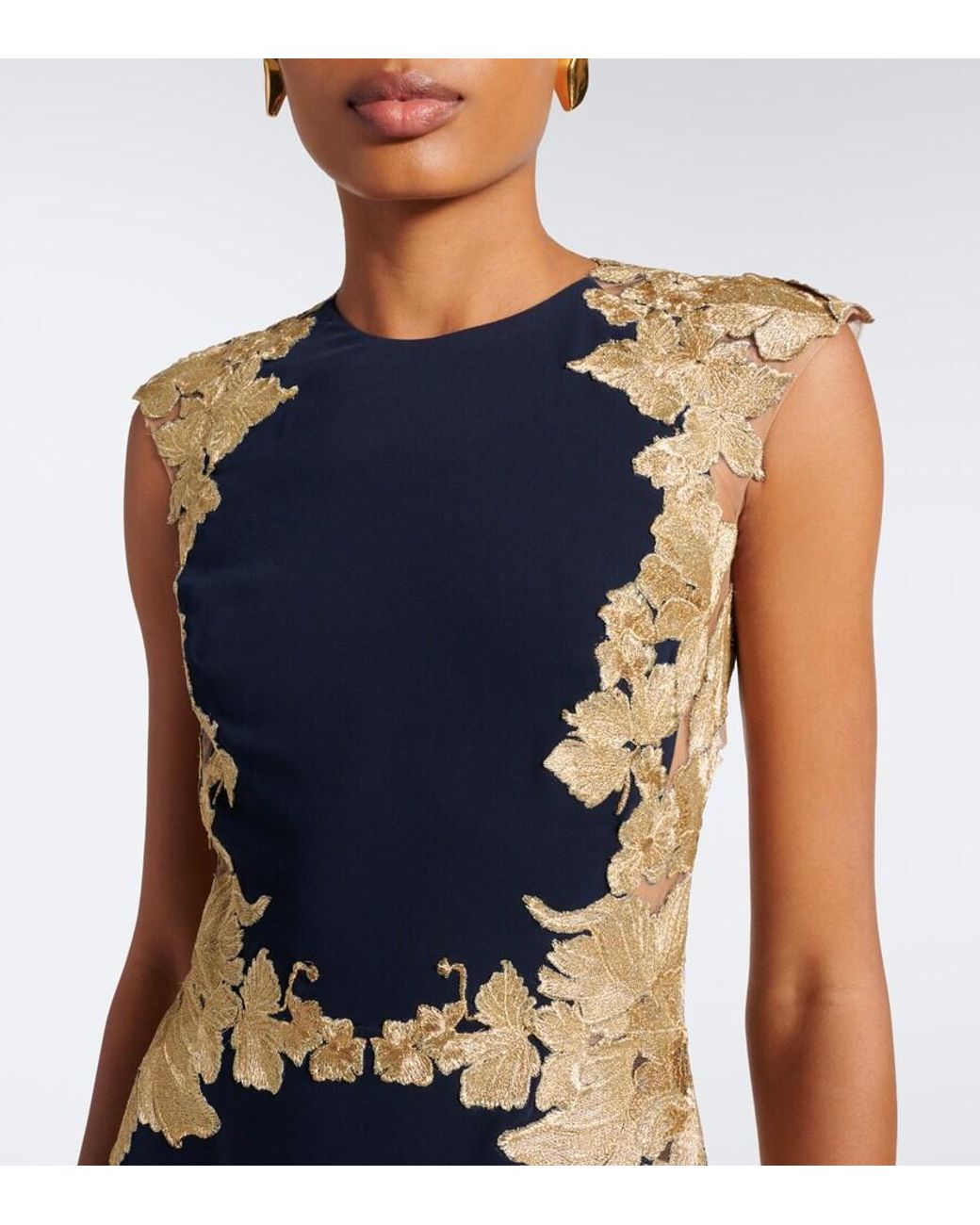 Costarellos Blue Embroidered Gown
