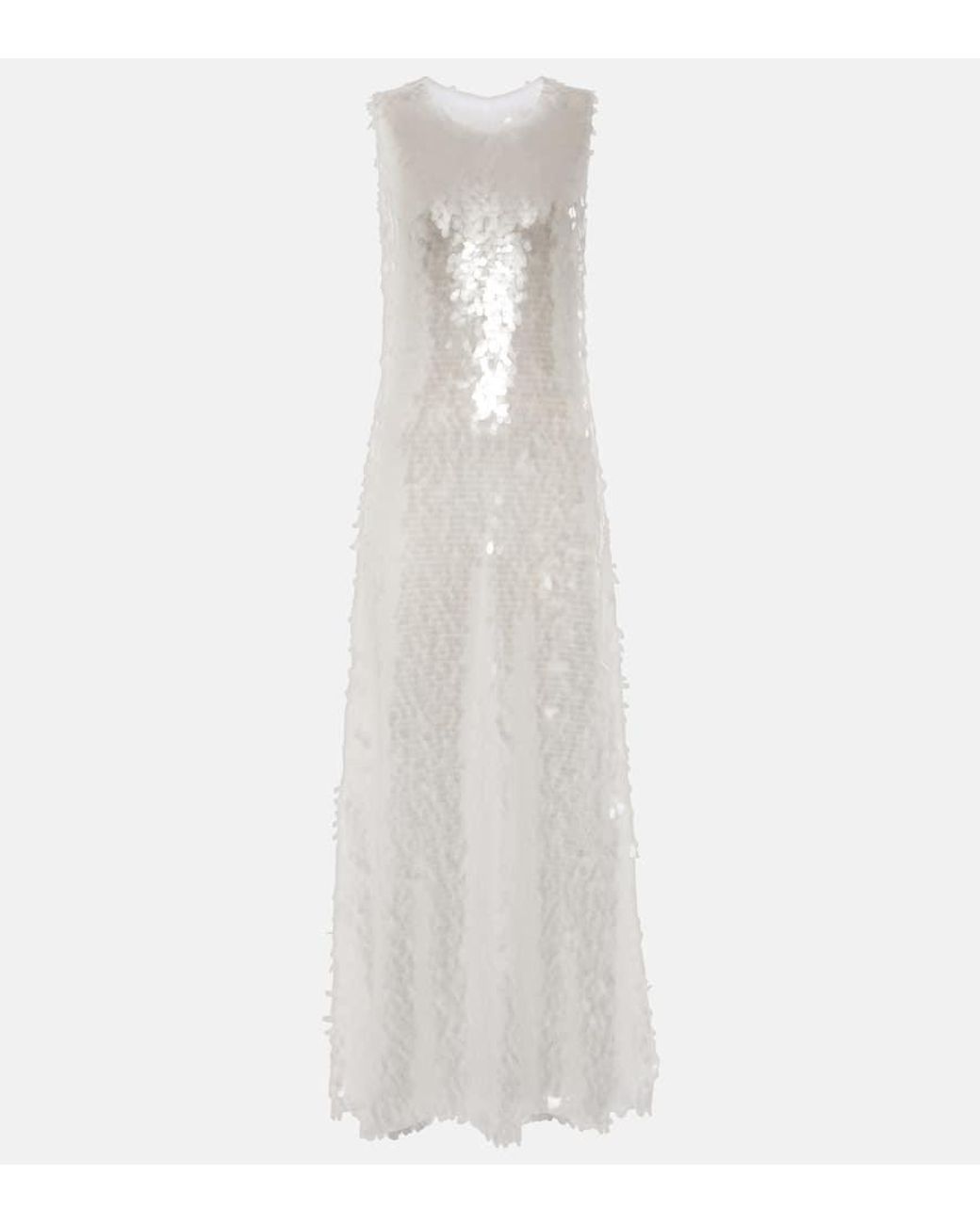 【Norma Kamali】ラメ maxiドレス Norma Kamali Sequined Maxi Dress in White | Lyst