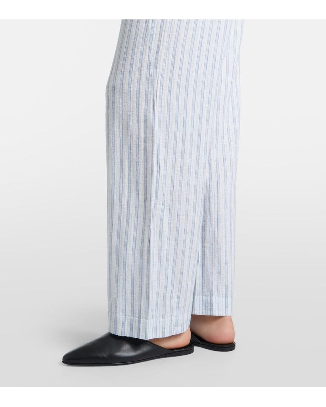 Velvet Blue Evony Cotton And Linen Wide-Leg Pants