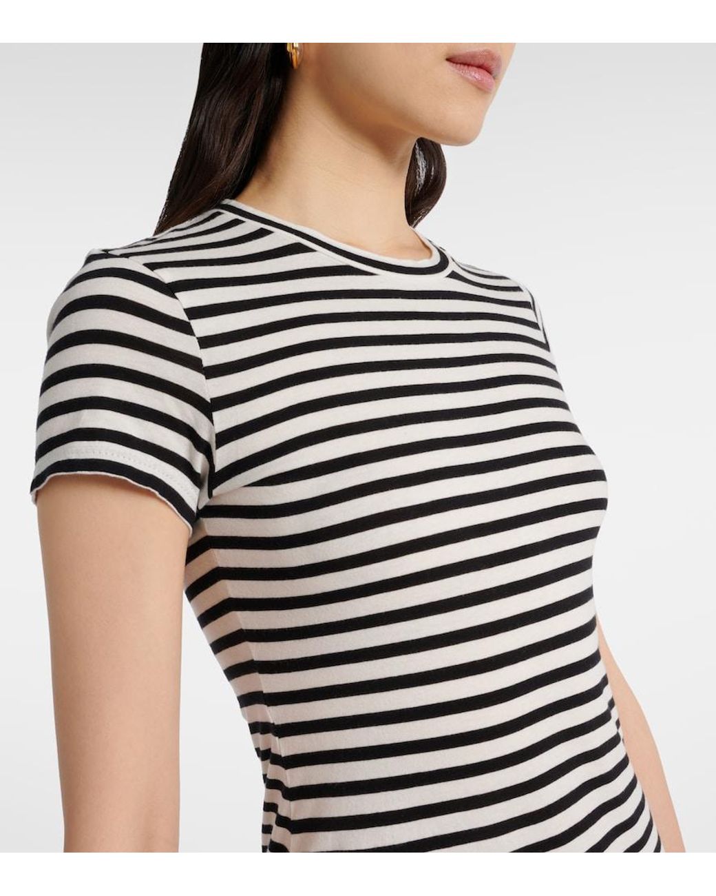 Nili Lotan White Striped Cotton Jersey Maxi Dress