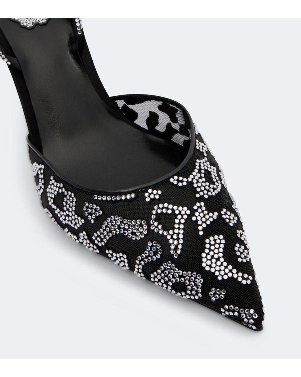 Rene Caovilla Metallic Embellished Mesh Slingback Pumps