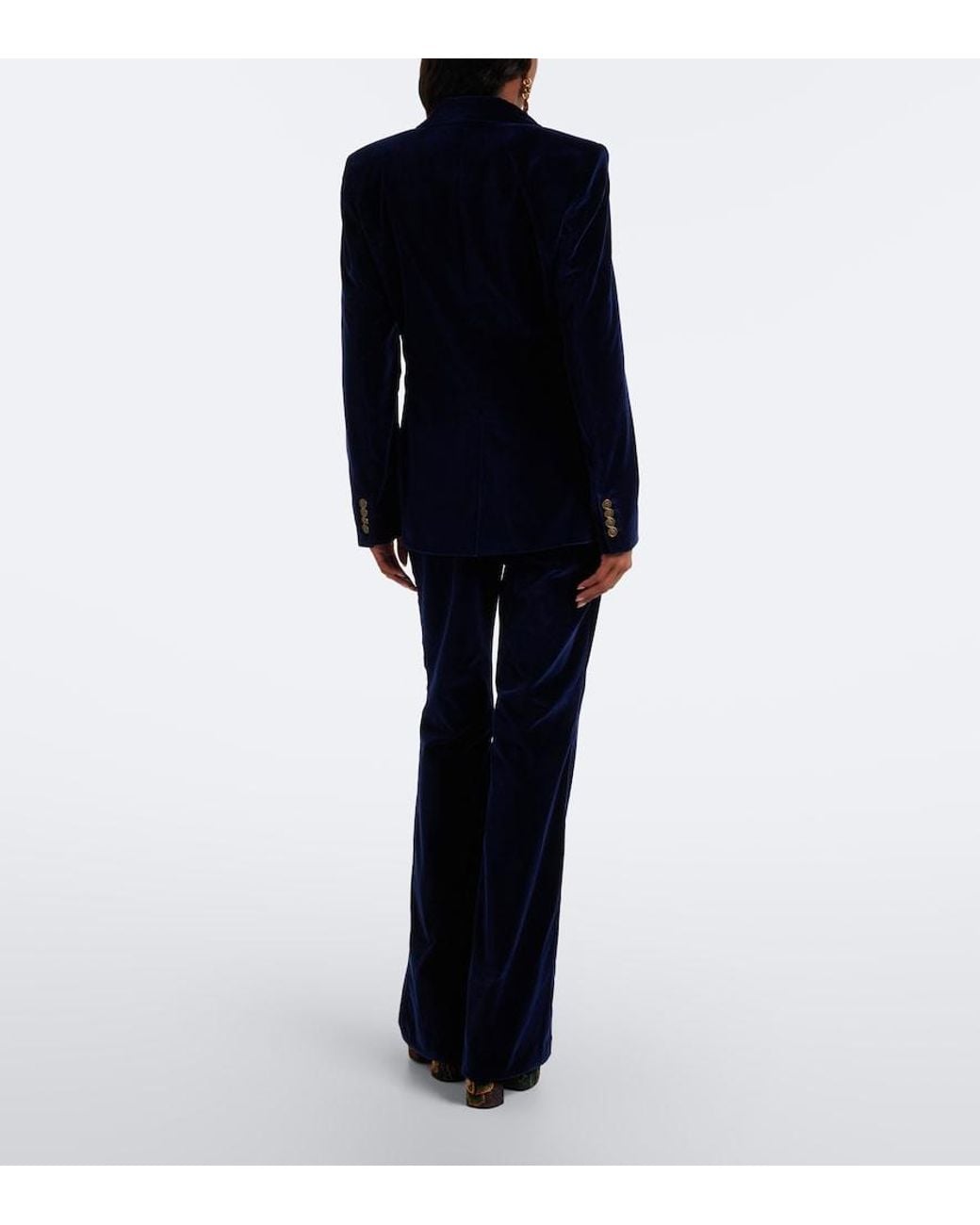 Etro Blue Cotton Velvet Flared Pants