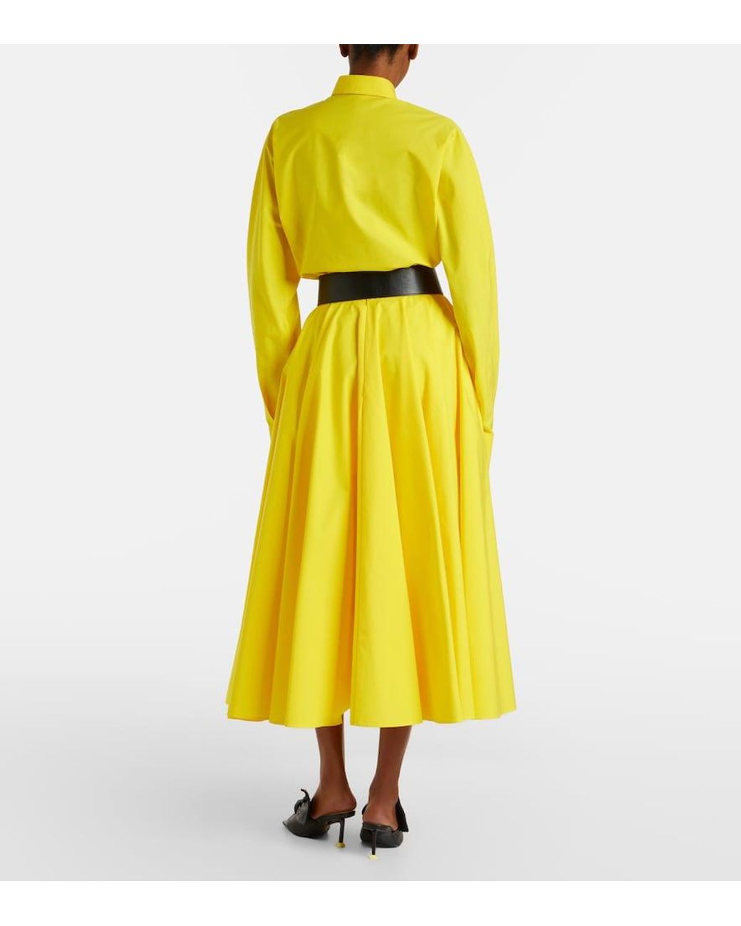 Givenchy Yellow Pleated Cotton Midi Skirt