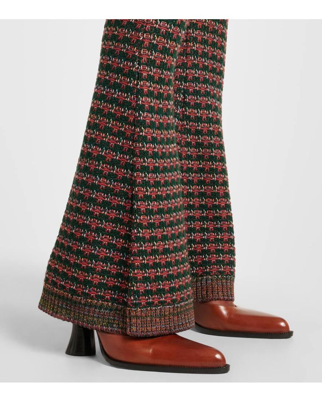 Etro Brown Embroidered High-Rise Flared Pants