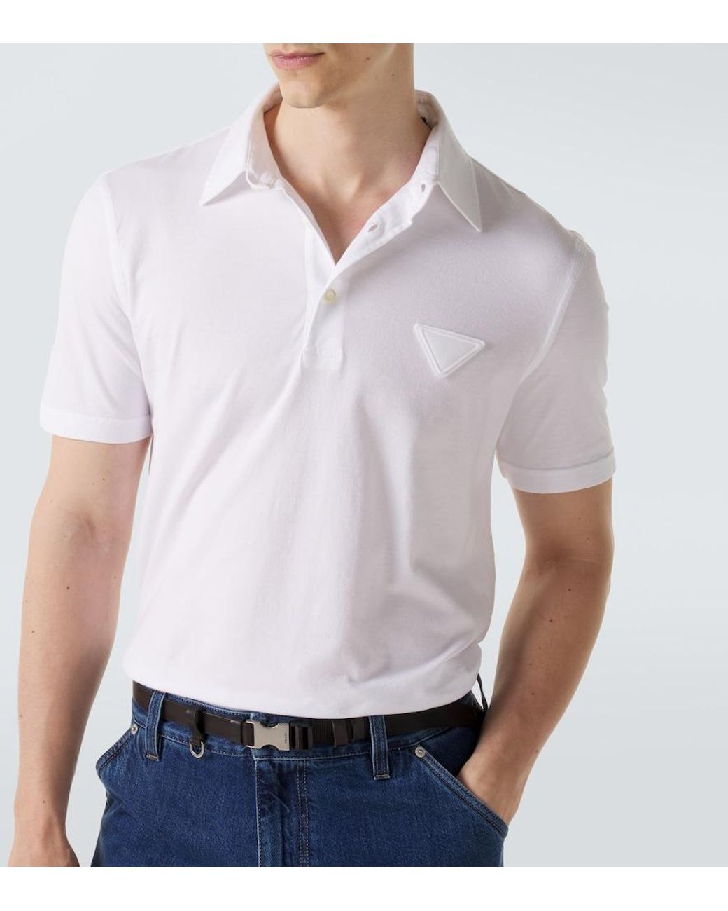 Prada White Cotton Polo Shirt for men