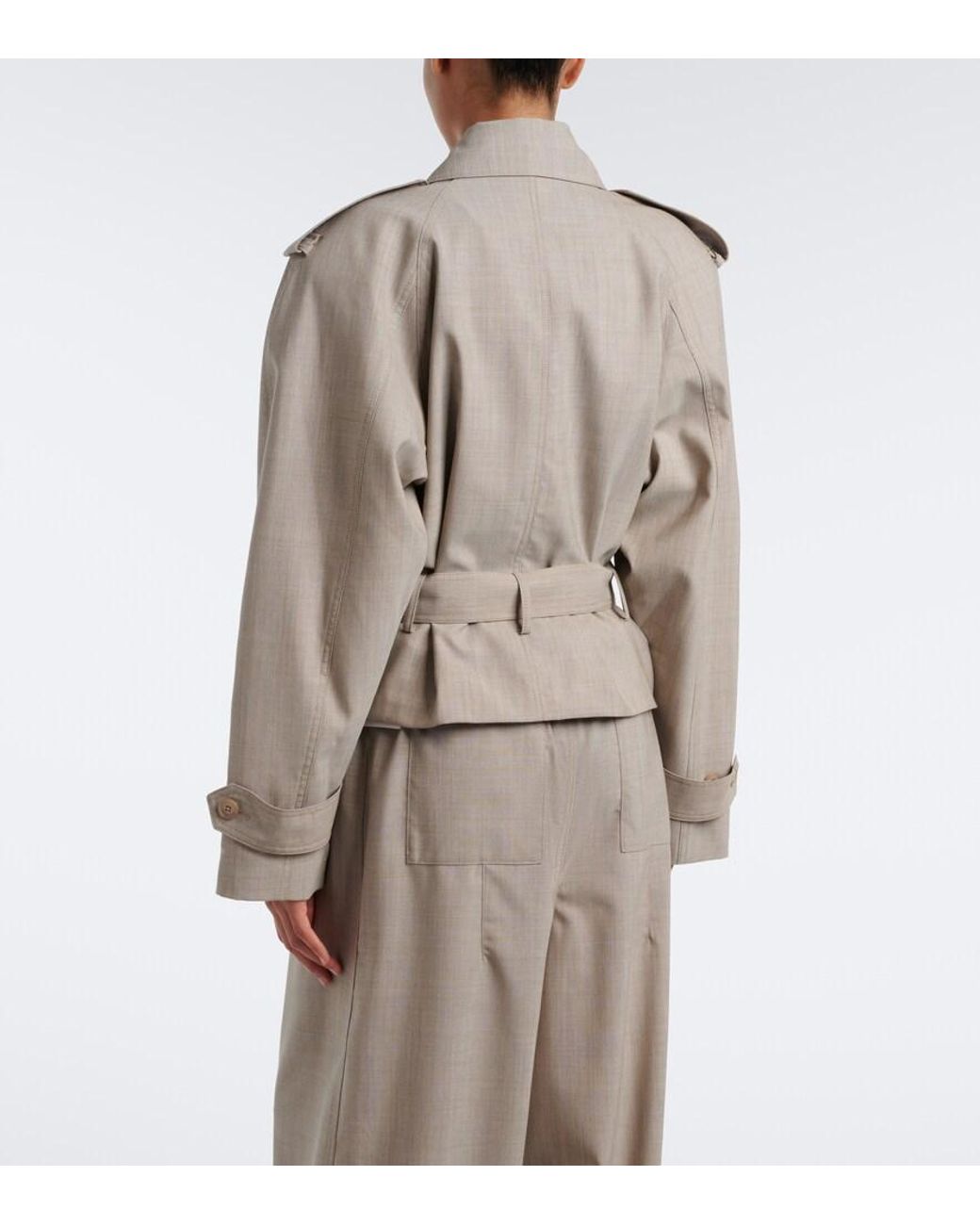 Frankie Shop Natural Stan Belted Wool Jacket