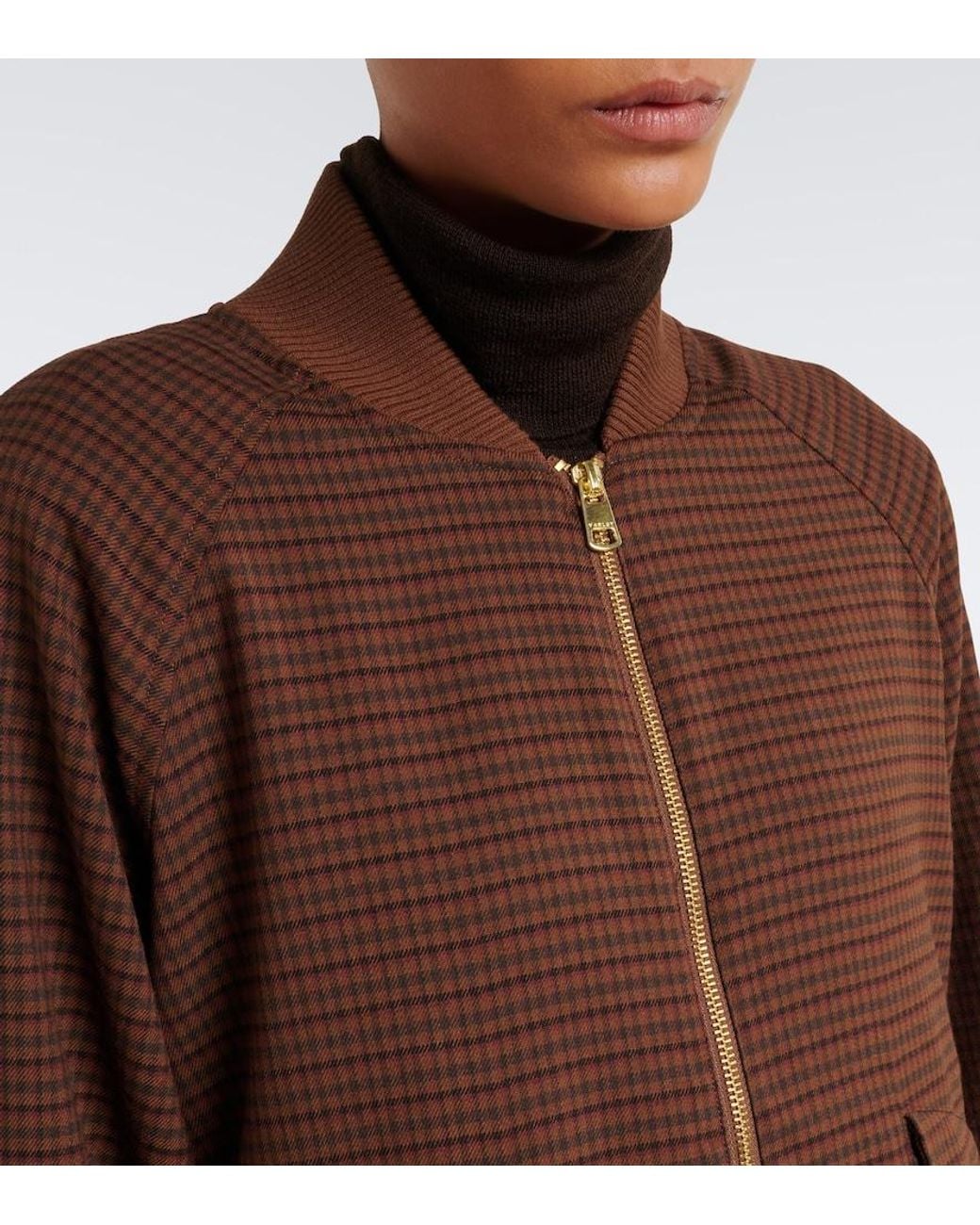 Varley Brown Keagan Checked Twill Bomber Jacket