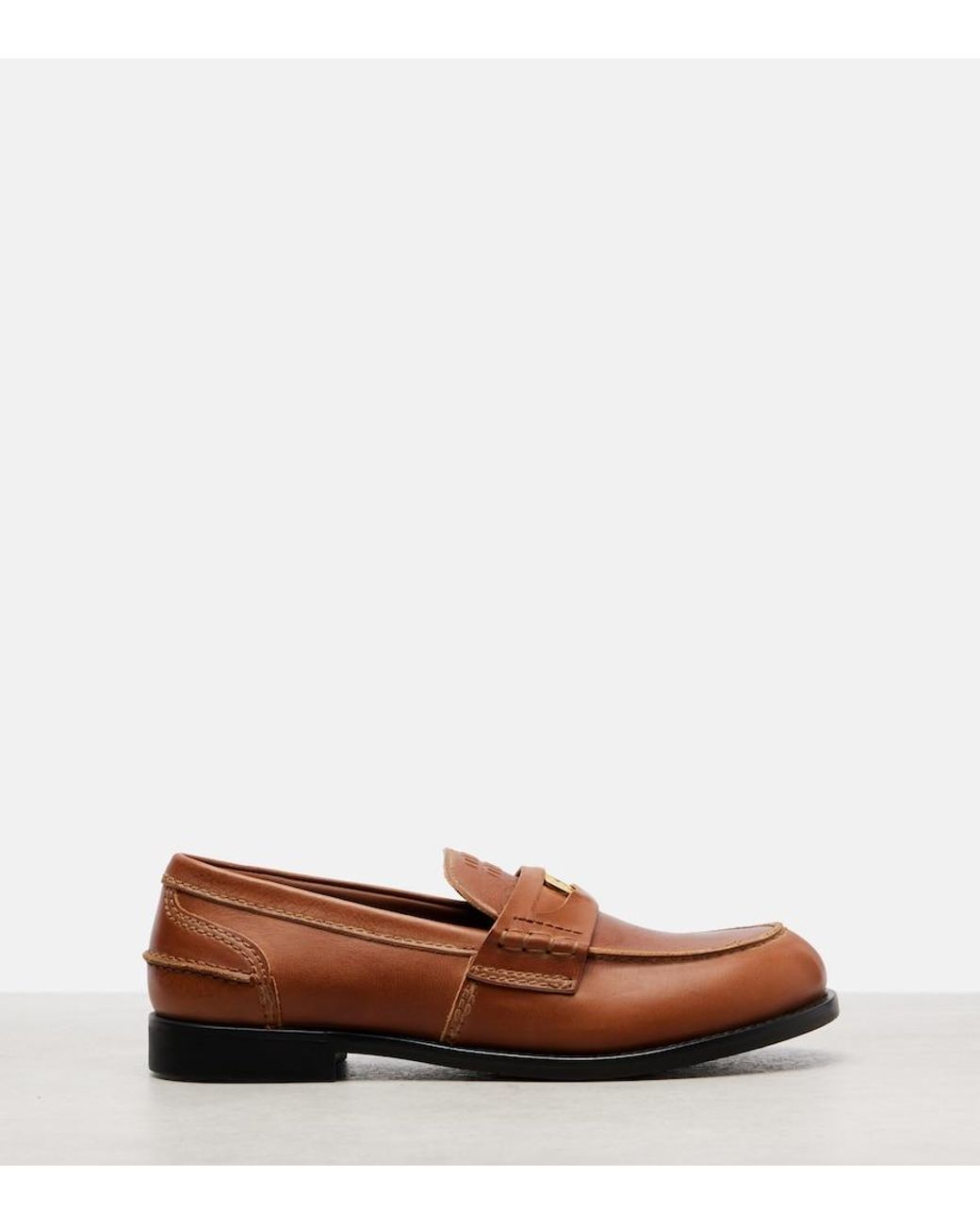 Miu Miu Brown Leather Penny Loafers