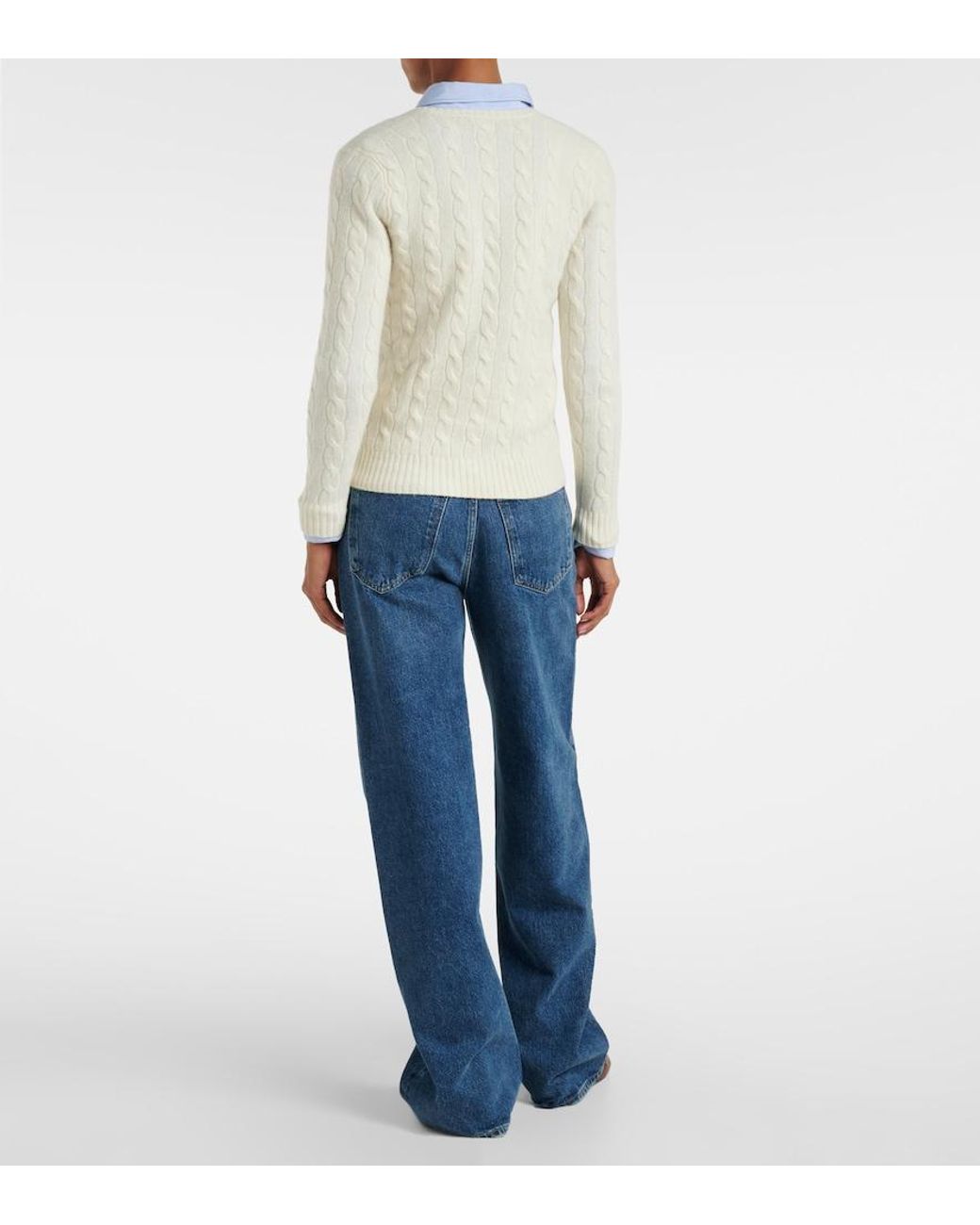 Polo Ralph Lauren White Kimberly Wool And Cashmere Sweater