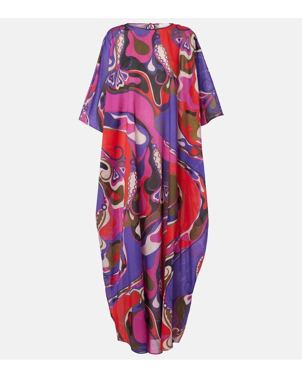 Emilio Pucci Red Orchidee Cotton Maxi Dress