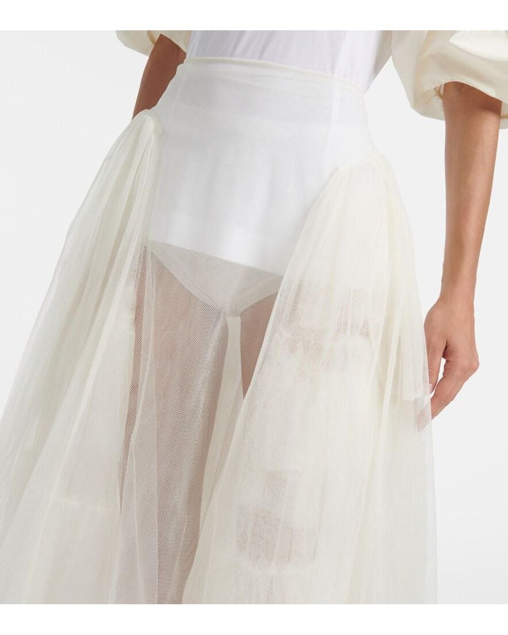 Simone Rocha White Tulle Midi Skirt