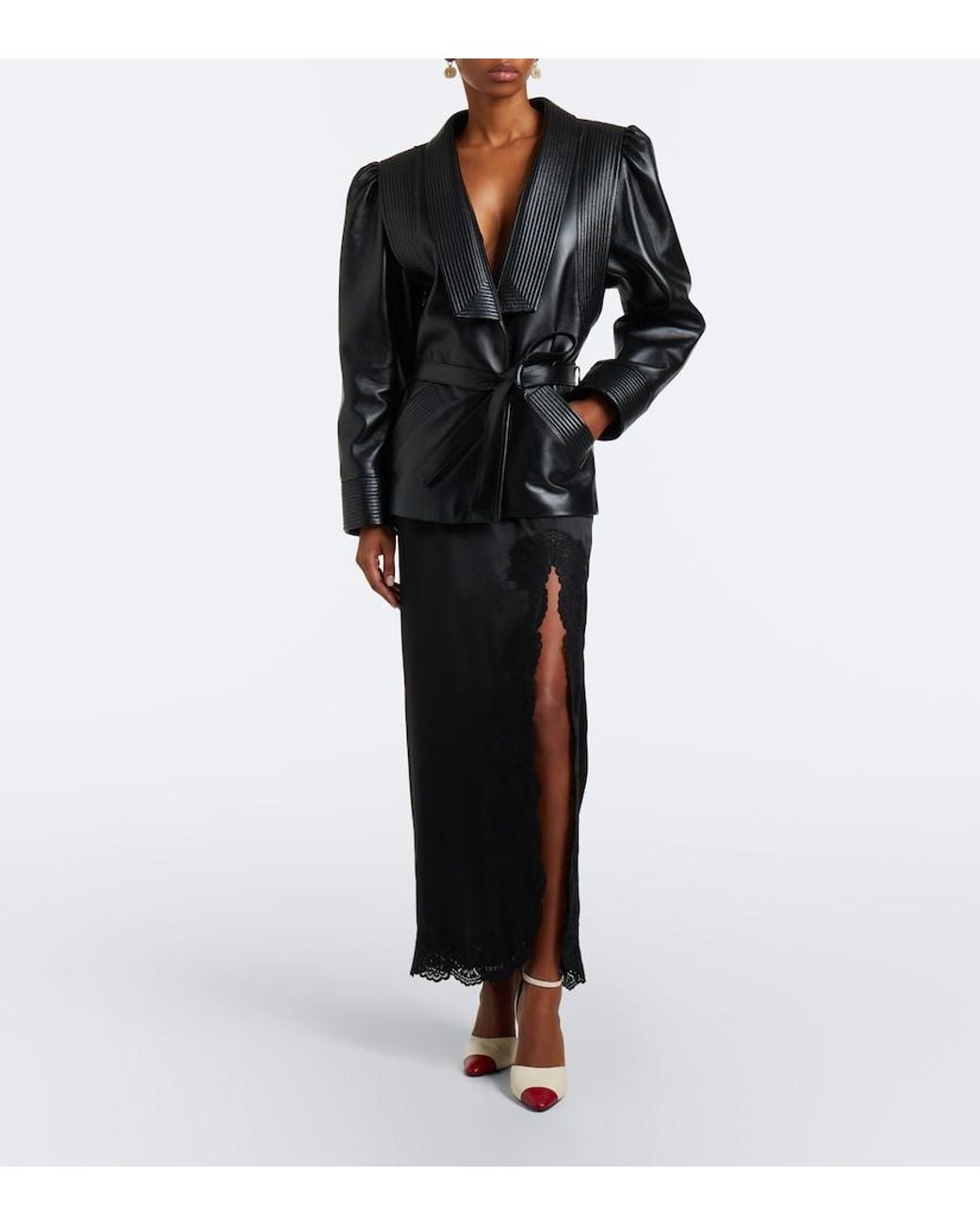 Valentino Garavani Black Belted Leather Jacket