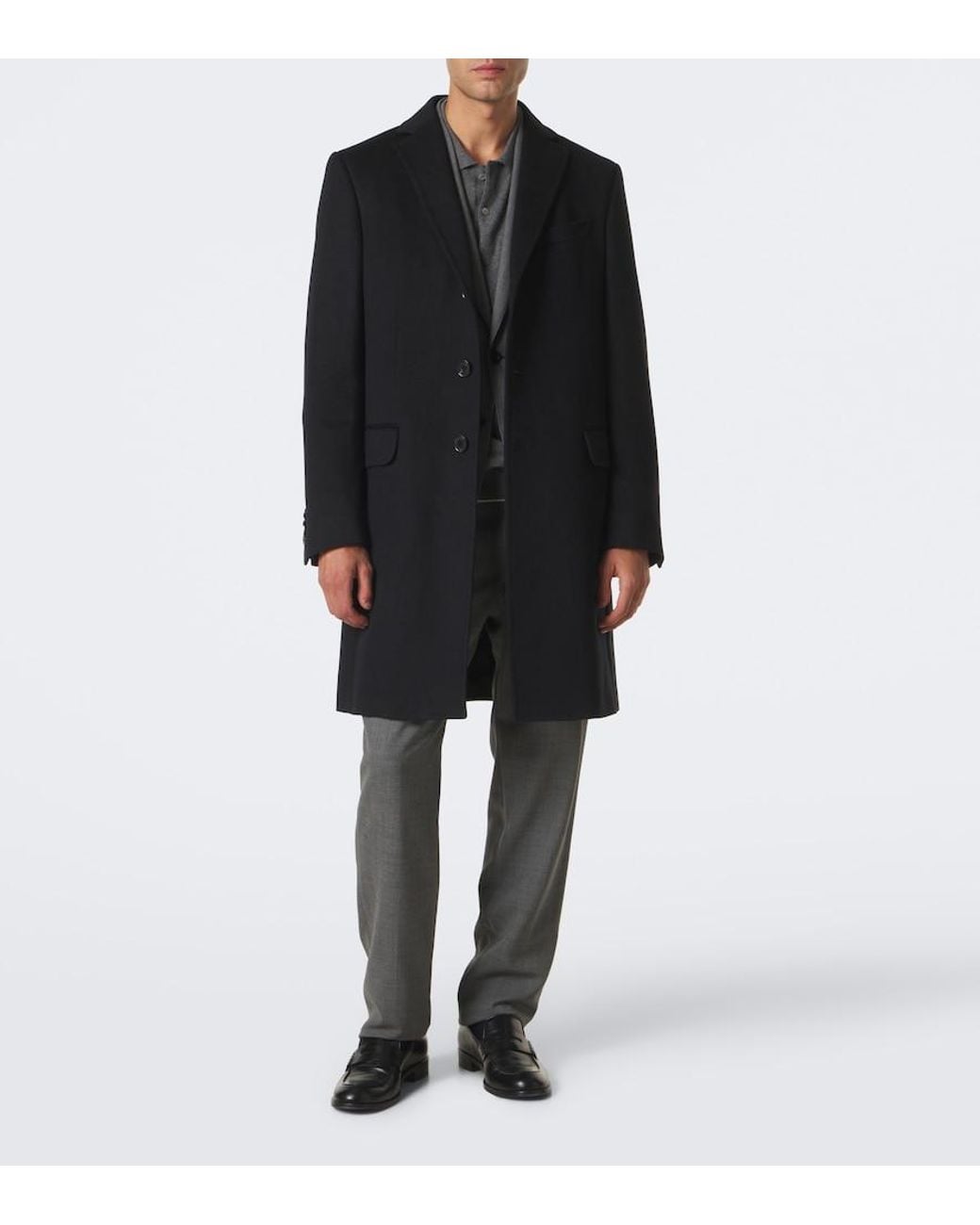 Zegna Black Wool And Cashmere-Blend Coat for men