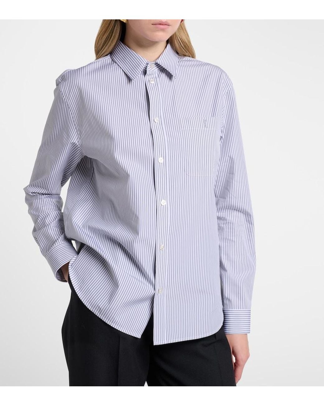 Saint Laurent Blue Striped Cotton Poplin Shirt