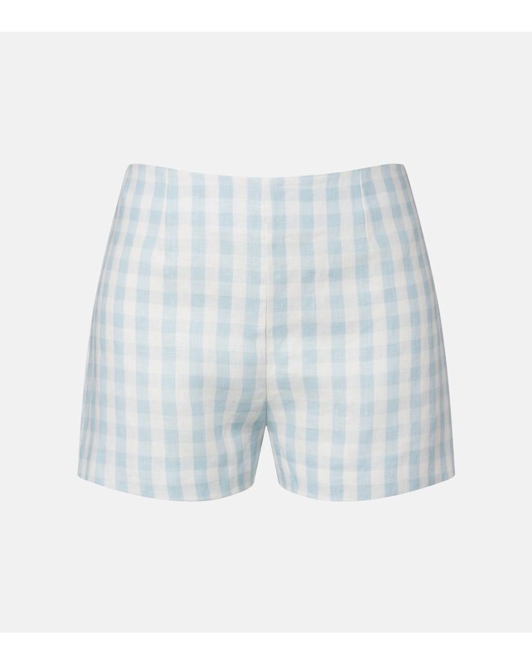 Faithfull The Brand Blue Lila Gingham Linen Shorts
