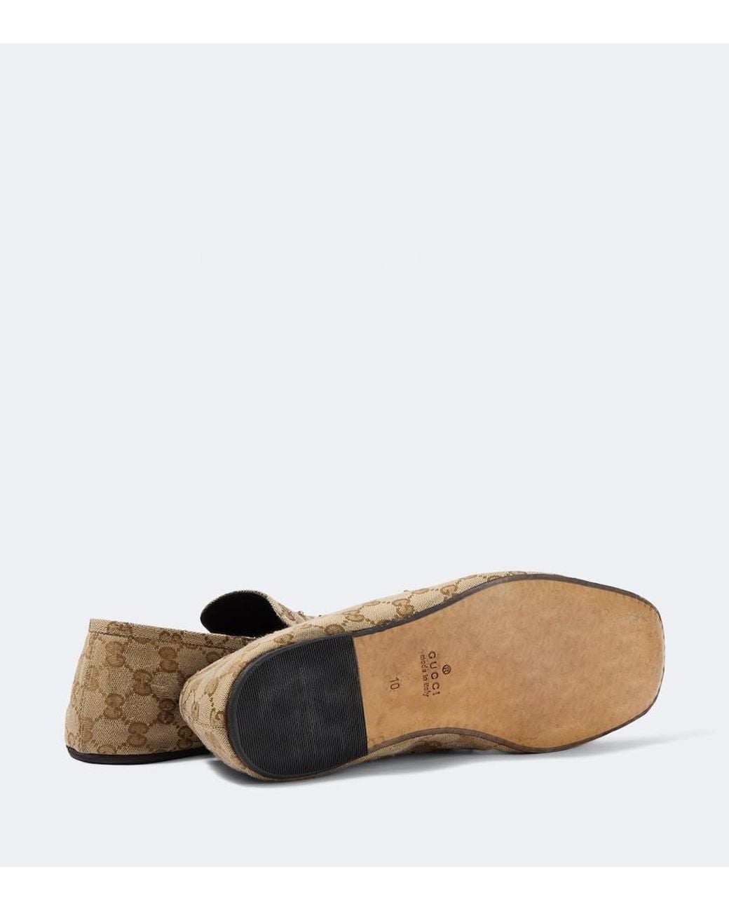 Gucci White Horsebit Gg Canvas Distressed Loafers for men