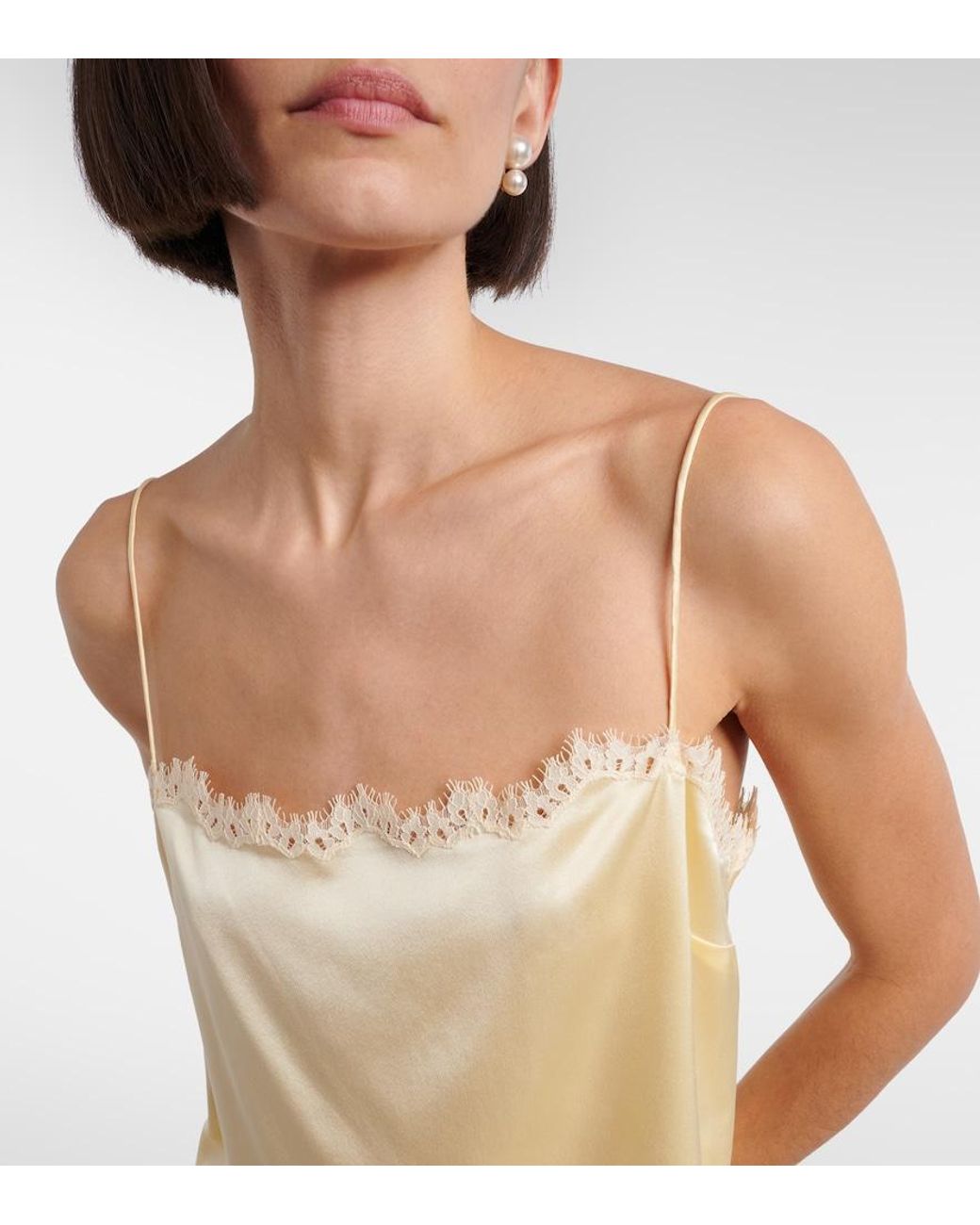 Doen Natural Loure Lace-Trimmed Silk Camisole