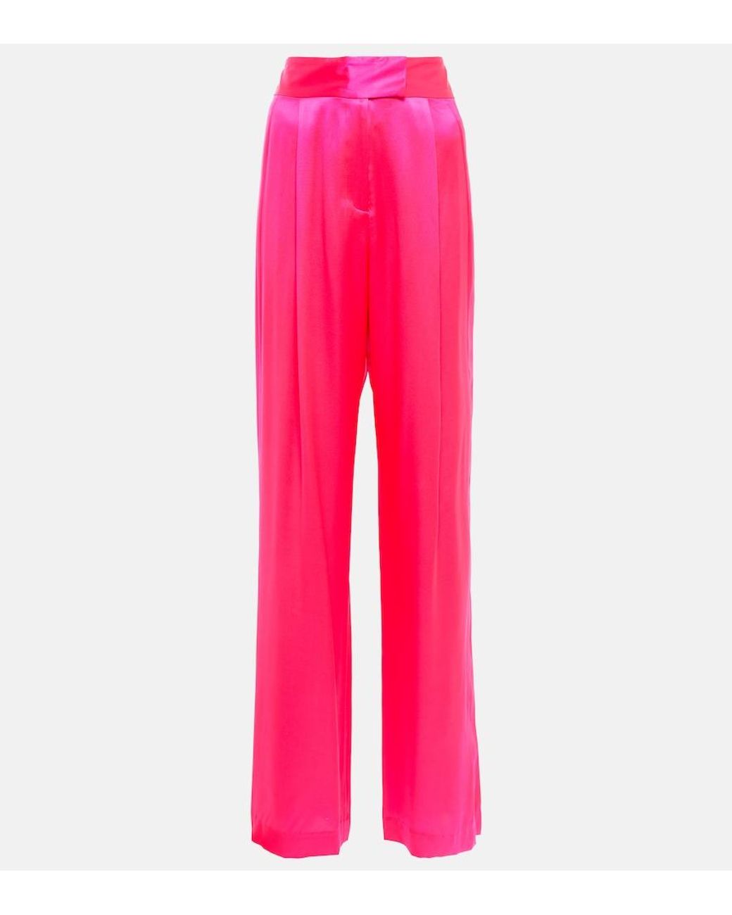 The Sei Pink High-Rise Wide-Leg Silk Pants
