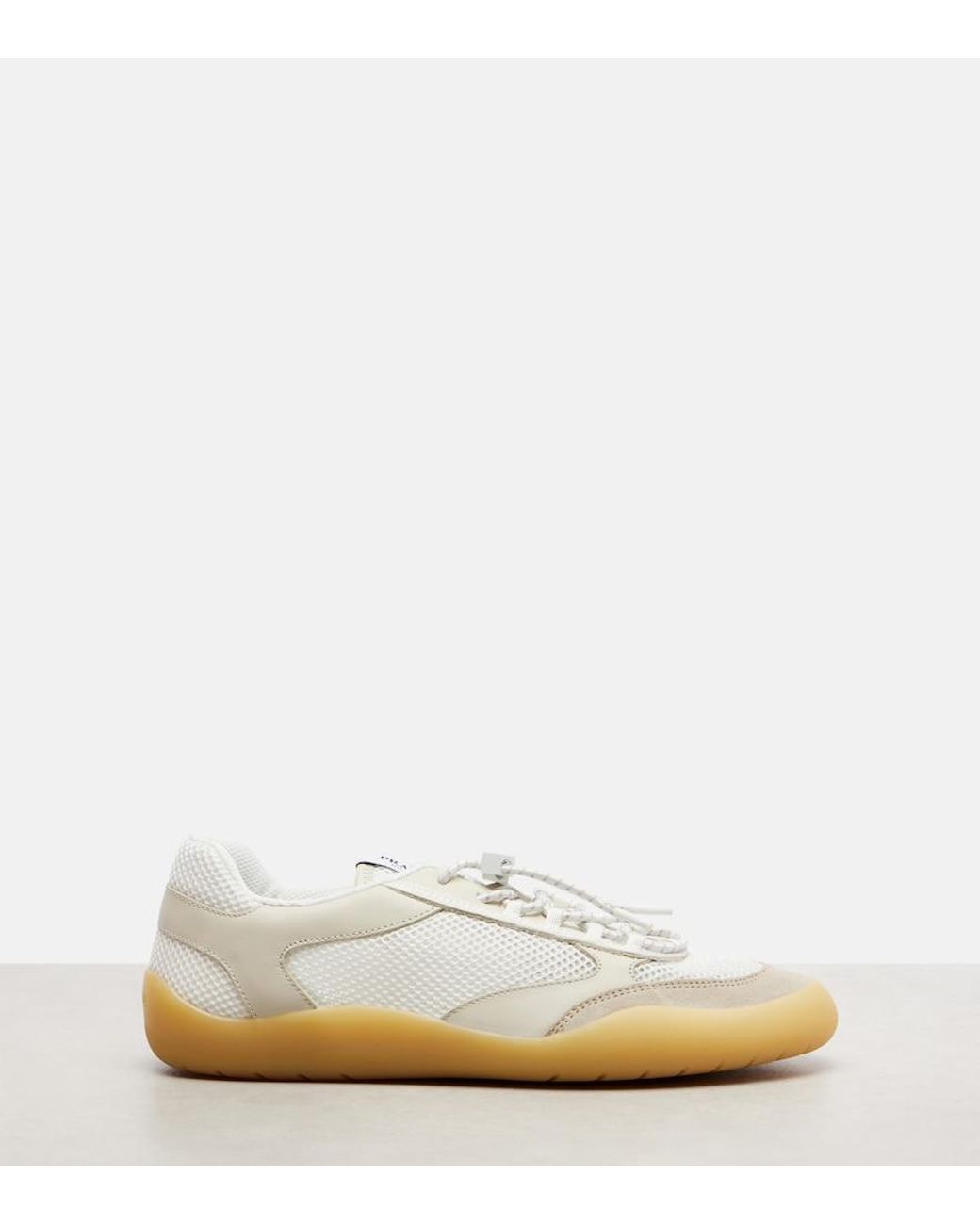 Prada White Speedrock Leather-Trimmed Sneakers