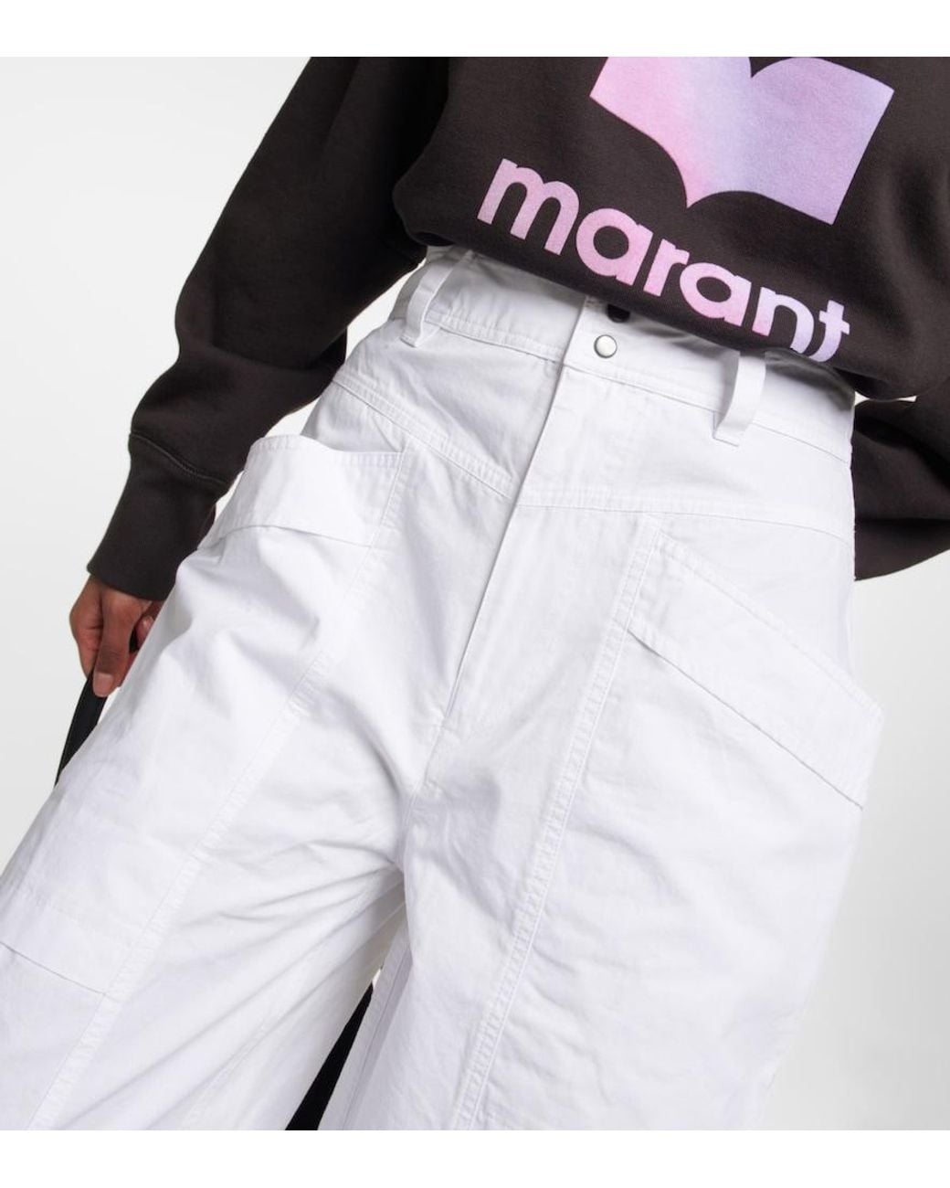 Isabel Marant White Ruby High–Rise Cotton Pants