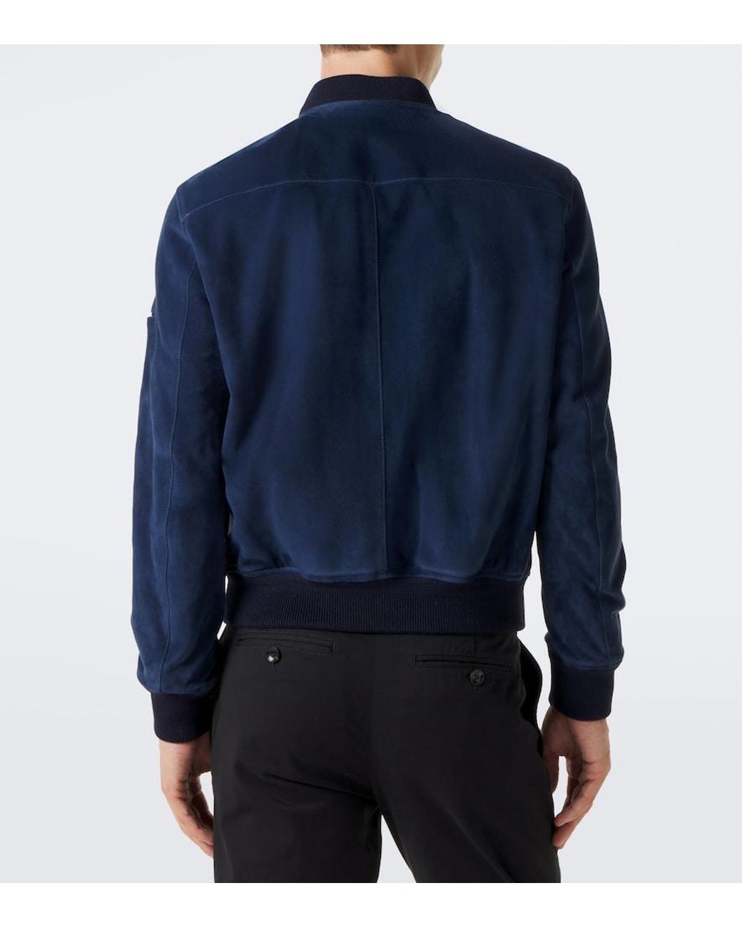 Tom Ford Blue Suede Bomber Jacket for men