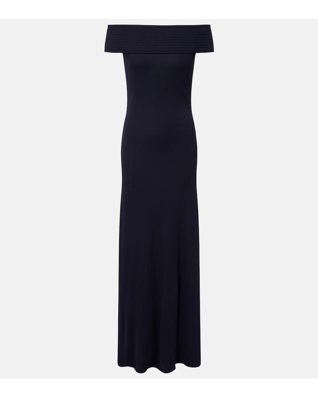 Alaïa Blue Off-Shoulder Jersey Maxi Dress