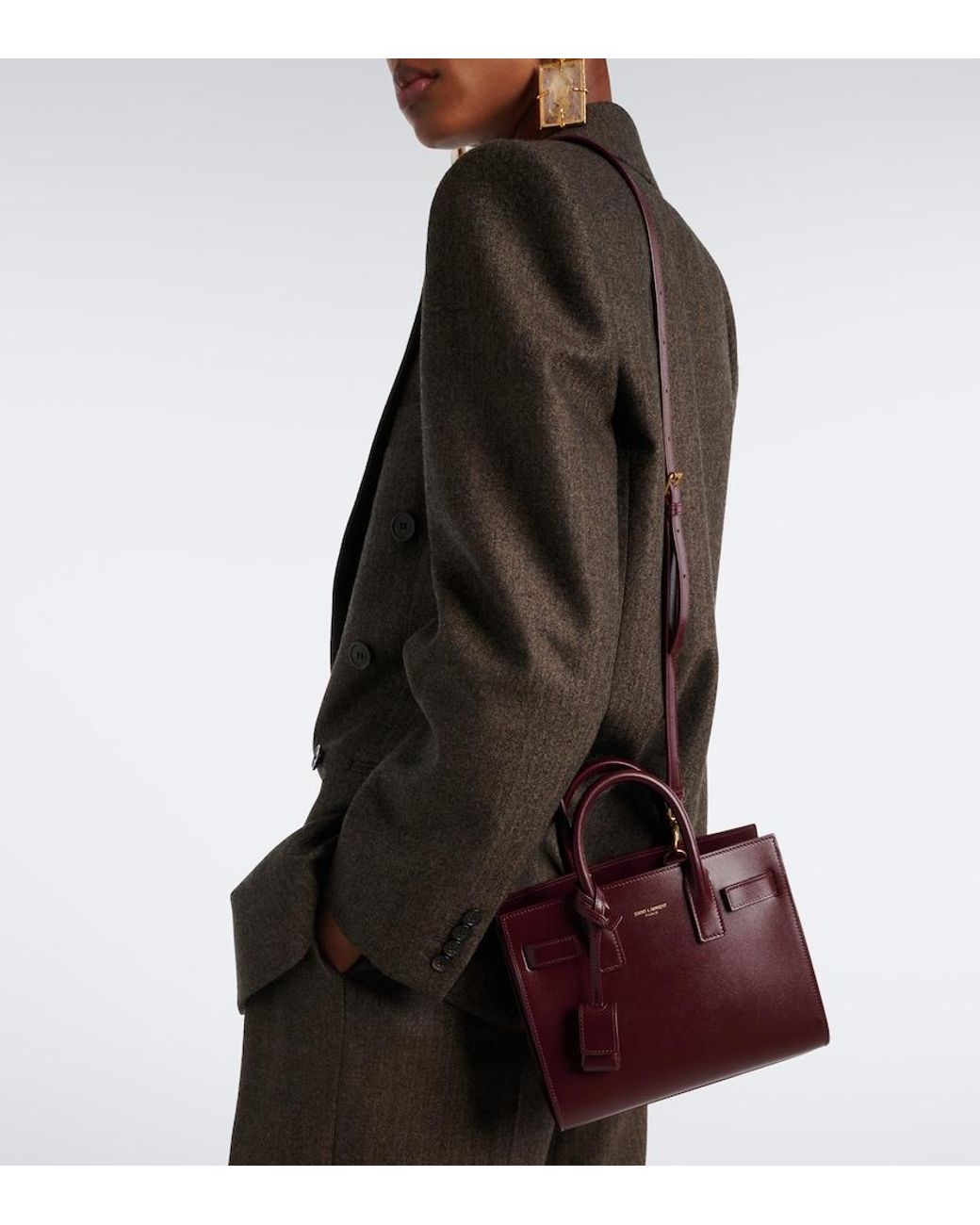Saint Laurent Red Sac De Jour Small Leather Top-Handle Bag