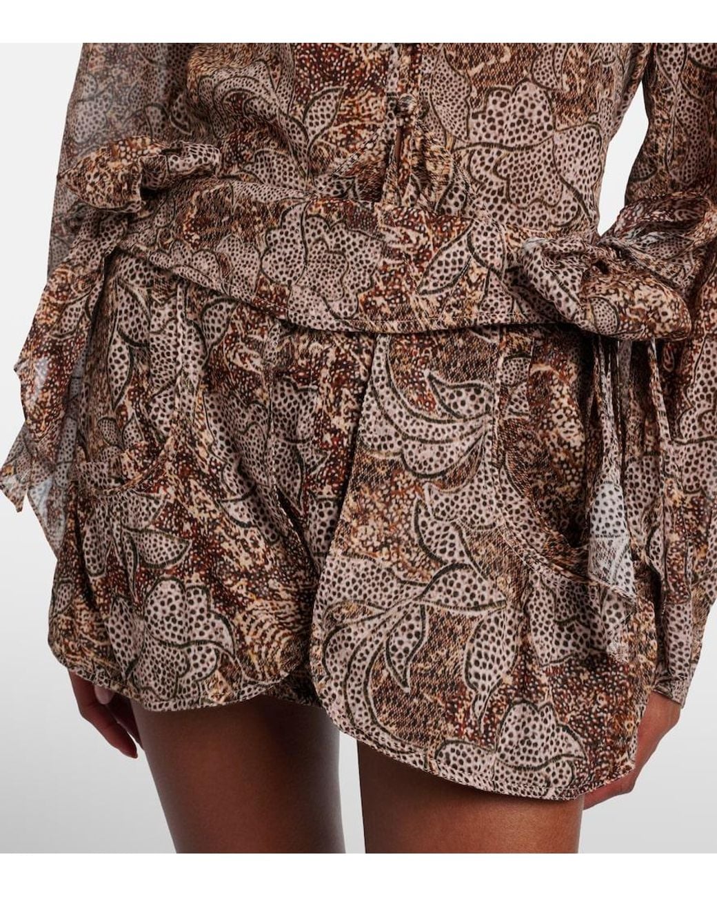 Isabel Marant Brown Coralie Printed Cotton Miniskirt