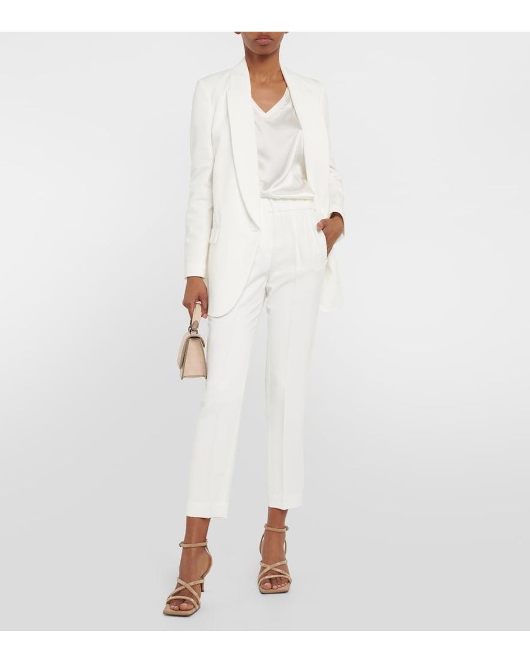 Brunello Cucinelli White Tailored Crepe Pants