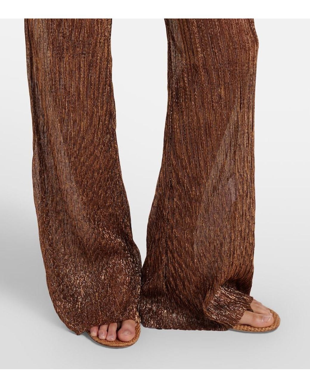 Cala De La Cruz Brown Dries Lame Flared Pants