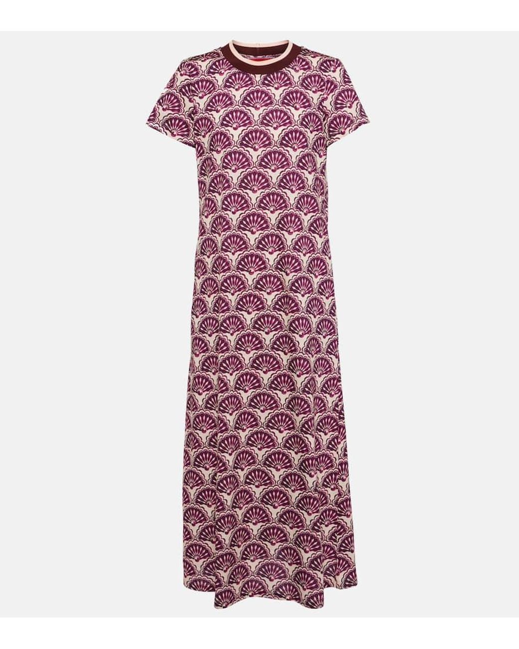 La DoubleJ Sporty Swing Cotton Jersey Midi Dress in Purple | Lyst