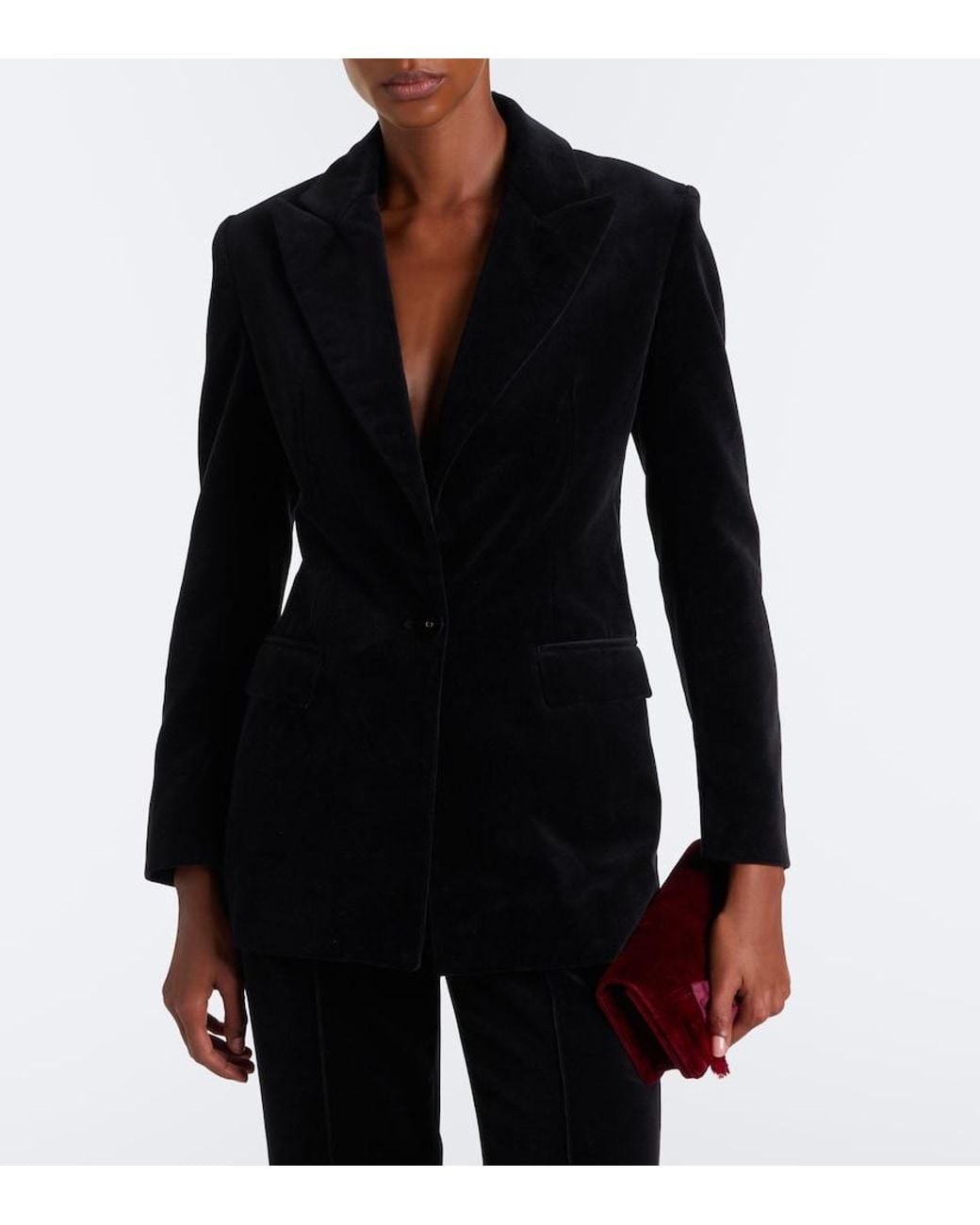 Costarellos Black Daimy Cotton Velvet Blazer