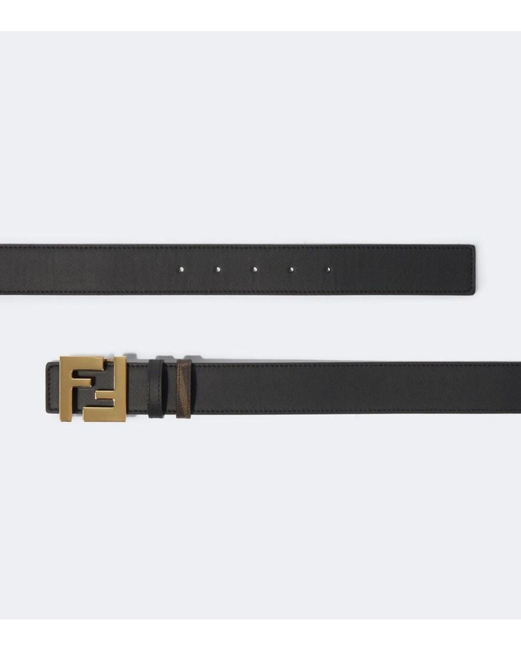 Fendi Black Ff Zucca Reversible Leather Belt for men