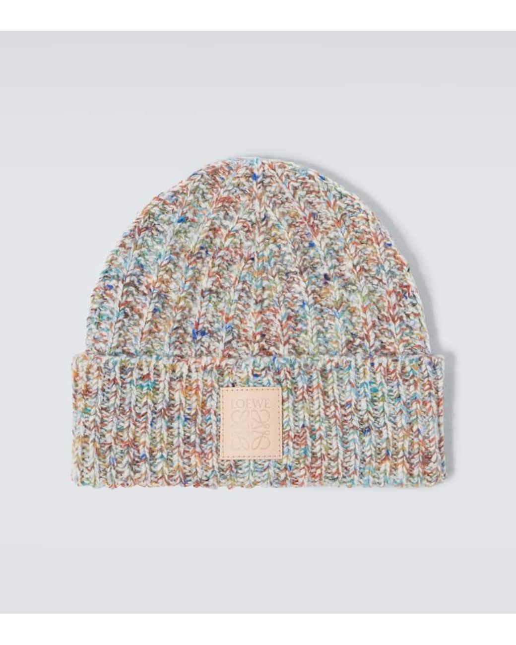 Loewe Anagram Wool And Cashmere-Blend Beanie in White for  display picture 1